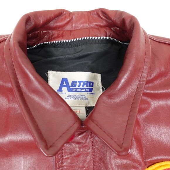 Vintage 1991 QUEEN'S UNIVERSITY Leather Varsity Jacket Men's 38 Made in Canada - Picture 4 of 13